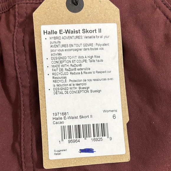 prAna Halle E-Waist Skort II Color Cacao size 6 high rise women’s adventure - Picture 5 of 15